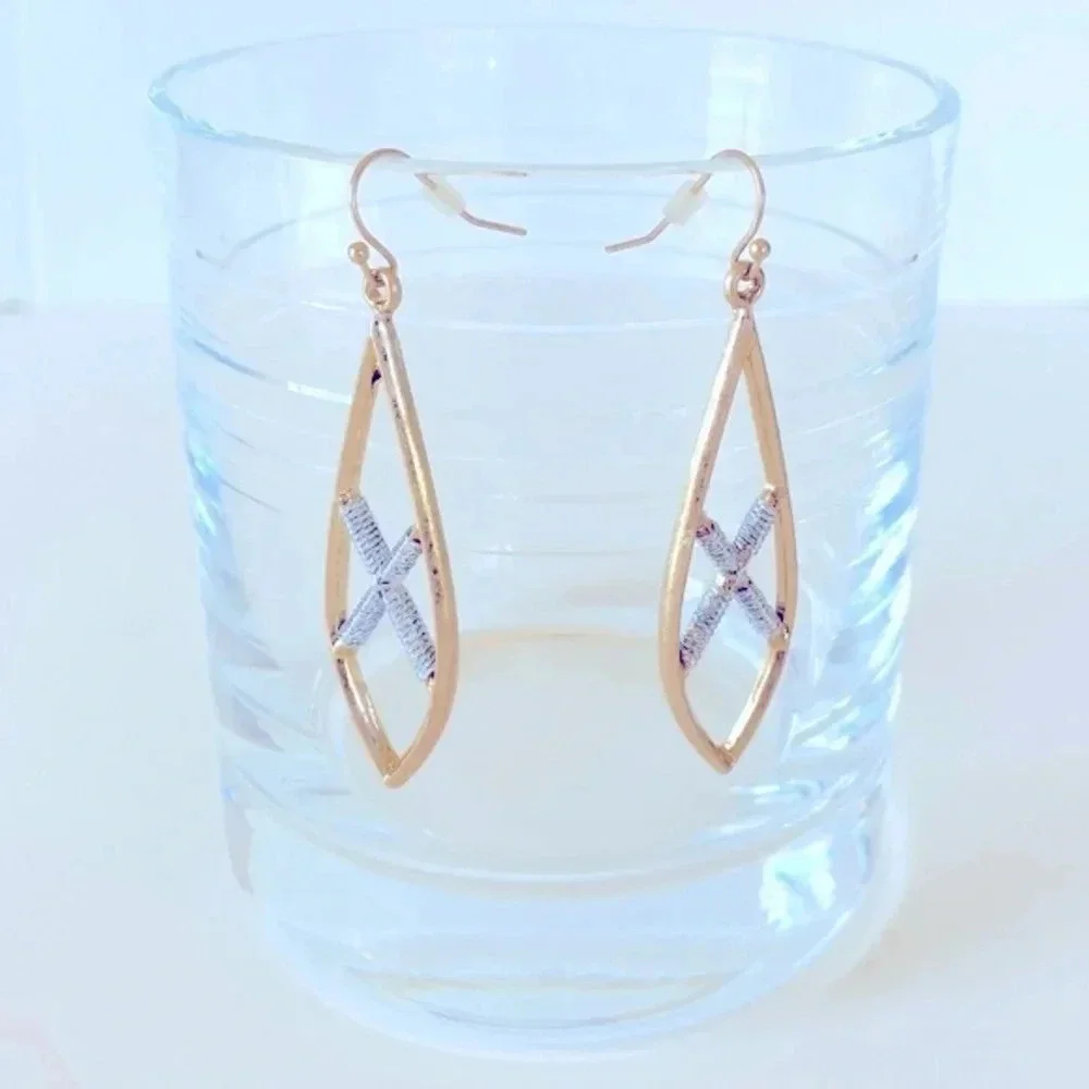 Arlyn Schiff Gold Teardrop Mixed Media Dangle Earrings